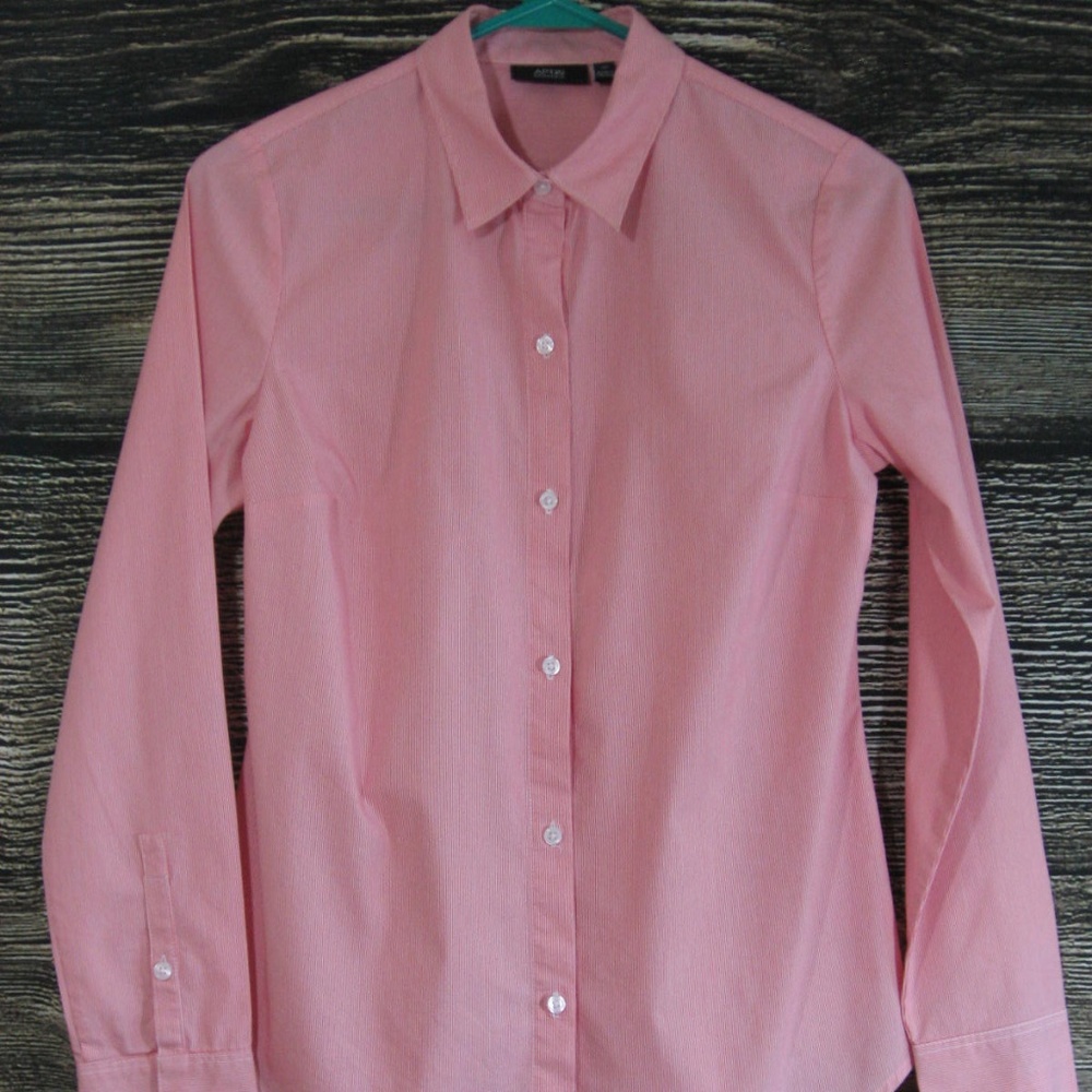 Apt 9 Essentials Pink Pin Stripe Stretch Blouse XS